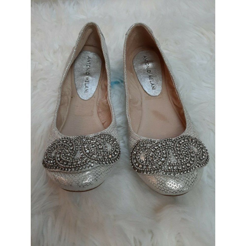 ANTONIO MELANI white and silver foldable flats‎ 6M
